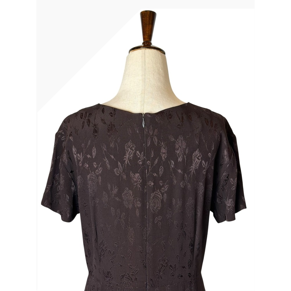 Laura Ashley Vintage 90s Dress Women 8 Brown Floral Jacquard Maxi Cottagecore - Picture 5 of 11